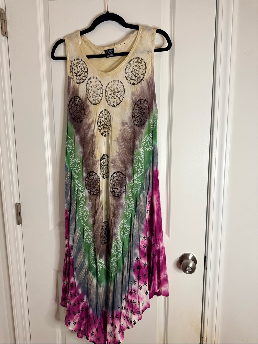 Boho Tie-Dye Sleeveless Midi Dress - Multicolor